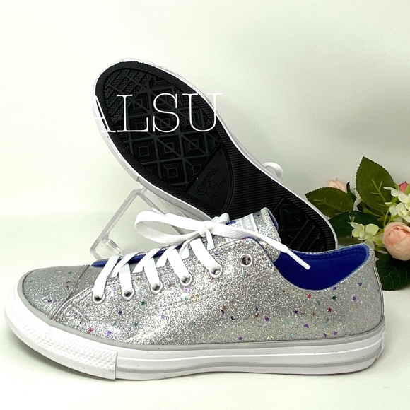 Converse 🔥SALE!🔥 Ctas Low Top Silver ✨ Stars AUTHENTIC Sneaker Women's 665107С - Picture 4 of 7